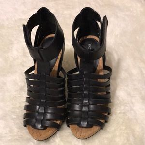 BCBG Black Leather Sandals